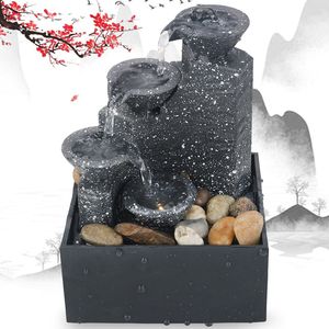 Decorative Objects Figurines Small fountain waterfall scene desktop feng shui indoor and outdoor portable fountain home decoration accessories 230926