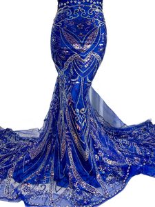 2023 Högkvalitativ broderi French Lace Fabric Sequins broderi Täräckade Netmaterial Afrikansk brudklänning Sy Craft Nigerian Party Wedding Costumes YQ-9011
