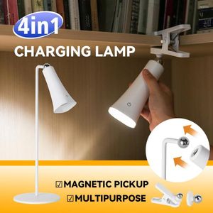 Table Lamps Rechargeable Lamp 4 In 1 Multifunctional 360° Rotation LED Reading Light Dimming Writing Bedroom Beside Night