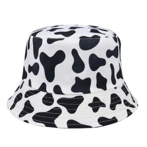 Wide Brim Hats Bucket Black White Cow Hat Men Women Hip Hop Fishing Cap Adult Panama Bob Summer Lovers Flat Cotton 230927