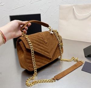 Bolsa de designer crossbody moda corrente dourada sacos de ombro único bolsa de couro fosco original clássico 2 cores tamanho 25 18cm gif1809742