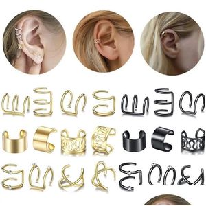 Polsino dell'orecchio Moda Stella d'oro Foglie Orecchini a clip non piercing per le donne Semplici orecchie cartilaginee finte Accessori per gioielli Consegna di goccia Dho2X