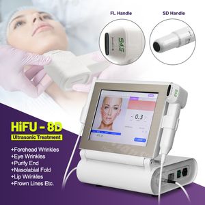 Equipamento de beleza reafirmante facial multifuncional 7D 8D 9D HIFU Máquina de ultrassom 8 cartuchos SMAS Face Lift Rejuvenescimento da pele Emagrecimento corporal Antirrugas