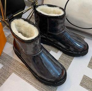 Tênis feminino clássico moda forro de lã antiderrapante resistente ao desgaste quente botas de tornozelo com plataforma à prova dwaterproof água