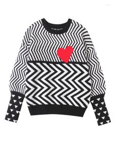 Women's Sweaters 2023 Autumn Winter Women Geometric Heart Pattern Long Sleeve Tops Lovely Pullovers Knitted Loose Jumper