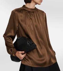 여자 티셔츠 긴 슬리브 탑 로로 조세핀 실크 탑 이탈리아 디자인 여성 매일 캐주얼 의류 느슨한 블라우스 셔츠 피아나