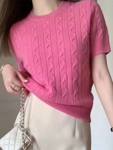 Swetery damskie 2023 SWEATER KOBIETA T-shirt Knitte Swater Koreańska moda Y2K Vintage Pullover Knitwear Tops O-Neck 230927