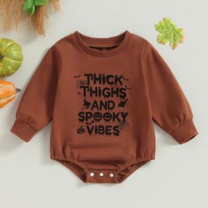 Rompers Autumn Born Baby Long Sleeve Crew Neck Letters Pumpkin Print Bodysuits Jumpsuits Halloween Clothes For Girls Boys