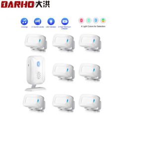 Alarm systems Darho Commercial Welcome Chime Wireless Home Security Alert 8pcs Infrared Motion Sensor+1pc Alarm Bell Kit Door Entry Detector YQ230927