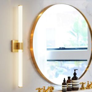 Настенный светильник FSS, светодиодный латунный бра над зеркалом с прозрачным стеклянным абажуром, 28 Вт, бар для ванной комнаты, гостиной, светильник
