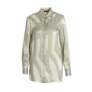 Camisa feminina primavera e outono Kiton casual estampada camisa branca