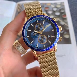 5-stjärnigt varumärkesdesigner Mans Multi-Function Quartz Watch Ultra-Thin rostfritt stål Band Casual High-End286a