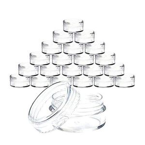 40#100 Pcs 3 Gram Clear Plastic Jewelry Bead Makeup Glitter Storage Box Small Round Container Jars Make Up Organizer Boxes & Bins224f