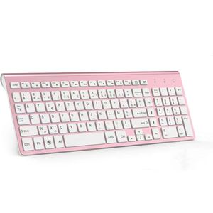Tastaturen Kabellose Tastatur AZERTY 2 4 GHz, ultradünn, tragbar, leise, 2400 DPI, ergonomisch, Französisch, für PC, Laptop, TV, Rosa, 230927