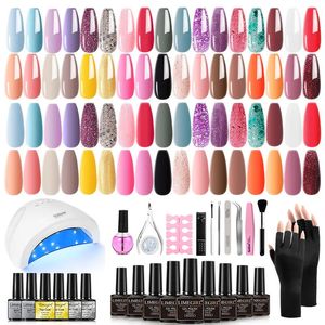 Nagelkonstpaket Professionell Manicure Kit Acrylic UV LED -lamptork Torkare Semi Permanent Lack Gel Polish Base Coat 230927