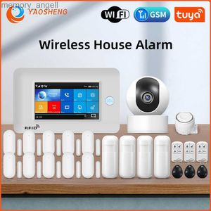 Системы сигнализации Tuya Wi -Fi GSM Беспроводной грабитель для домашней безопасности системы сигнализации Smart Life с IP carema, совместимым с Alexa и YQ230927