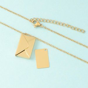 Pendant Necklaces Stainless Steel Envelope Necklace Blank For Engrave Metal Choker Mirror Polished Wholesale 10pcs