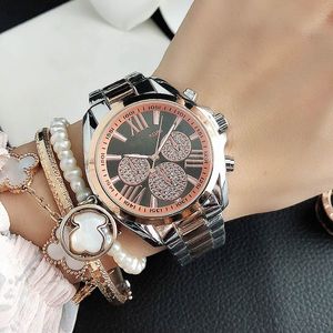 MKK New Fashion Brand Watches women Girl Roman numerals style Metal steel band Quartz Wrist Watch designer watch Wholesale Gift Free Shipping