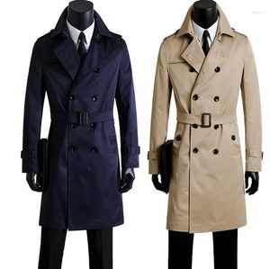 Men's Trench Coats Double Breasted Long Clothing Spring And Autumn Design Commercial Beige Outerwear Fashion S - 9XL