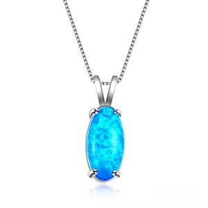 Weddings Jewelry LuckyShine 1Pcs Gorgeous Style Fine Blue Oval Genuine Opal Gemstone Silver Fashion Women Charm Necklace Pendant301N