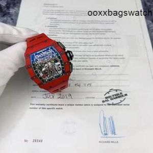 손목 시계 Richardmill RM11-03 FQ Devil Automatic Mechanical Men 's Watch Red NTPT 탄소 섬유 재료 날짜의 달 표시 2023 신용 카드 HBJH