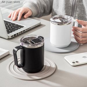 Water Bottles Ah Yuan 500ml Coffee Insulation Cups With Handle Portable Stainless Steel Bottle Double-layer Milk Cup For Home Office