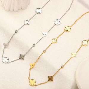 Varumärkesdesigner hängen halsband bleknar aldrig guldpläterad sier kristall rostfritt stål bokstav choker hänge halsband kedja smycken tillbehör