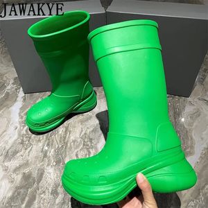 Buty deszczowe marka zimowe buty buty bojowe Wodoodporne gumowe deszczowe panie Chunky Sole Platform Knight Boots unisex męskie buty 230927