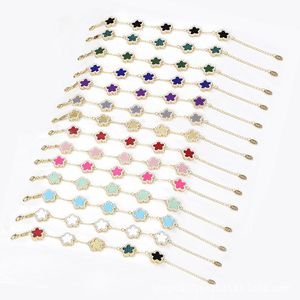 CDD Diamond Fritillaria Plum Blossom Armband Ny fyra bladgräs Multicolor Double -sidiga armband Amazon över gränsen Populära källor