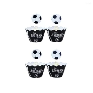 Festliga leveranser 48 st fotbollsfest kaka topper fotboll baby set topersitos para comida dekorationer