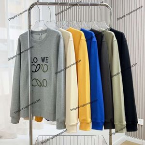 Herbst-Hoodie von Lowe, neuer kontrastfarbener, bestickter Pullover mit Rundhalsausschnitt, Paar, lockerer, lässiger Trend, High-Street-Pullover-Mode