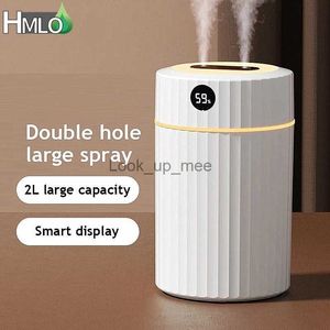 Humidifiers 2L Air Humidifier Double Nozzle Essential Oil Aroma Fragrance Diffuser Ultrasonic Aromatherapy Diffuser With Humidity Display YQ230927