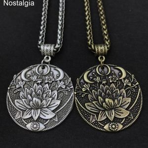 Andliga smycken Karma Buddha Wiccan Lotus Flower Wicca Moon Halsband Män kvinnor Tillbehör Witchcraft Witch Jewlery237n