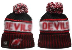 New Jersey Beanie Dvils Beanies Kuzey Amerika Hokey Top Takımı Yan Yama Kış Yün Spor Şapkası Kafatası Kapakları A3