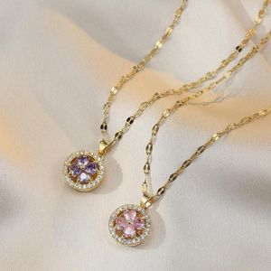 Collana Orecchini Set GD Collana girocollo con strass di cristallo placcato oro reale/Orecchini/Anello/Braccialetto Rotondo lucido Viola per Ragazze Donne