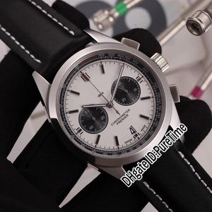 New Premier B01 AB0118221G1P2 VK Quartz Chronograph Mens Watch Steel Case White Dial Black Subdial Black Leather White Line Pureti301C