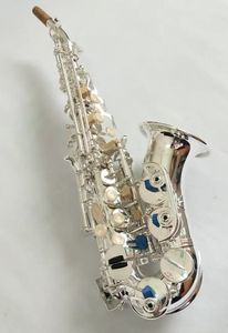 Оригинальная модель структуры 901, профессиональный изогнутый саксофон-сопрано B-bend, полностью серебристый, изготовлен из высококачественного позолоченного саксофона-сопрано.