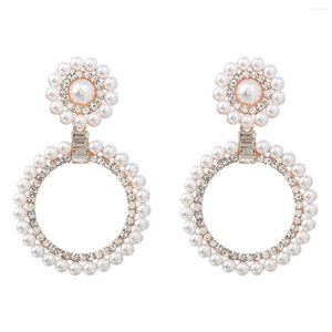 Kolczyki Dangle Fashion Big Flower Crystal Kobieta luksusowy geometryczny okrągły rhinestone upuść biżuteria Women Weddding