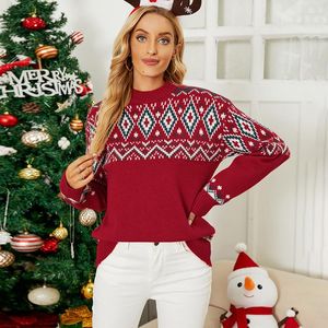 Swetry kobiet pół golf kontrast kolor Boże Narodzenie pullover 2023 Autumn and Winter European American