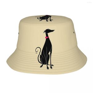 Berets Verão Snooty Bucket Chapéu para Mulheres Homens Greyhound Whippet Sighthound Dog Beach Dobrável Bob Pescador Chapéus Panamá