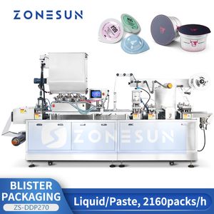 ZONESUN Automatic Blister Packaging Machine Horizontal Alu Packing Liquid Fill and Sealing Equipment Food Cosmetics ZS-DDP270