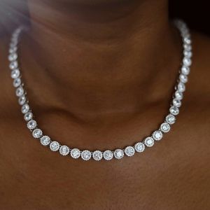 Chokers Iced out bling hiphop women jewelry 16" 18" round shaped 5A cubic zirconia cz cluster chain bridal wedding gift necklace 230927