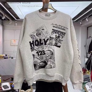 Mäns hoodies tröjor doodling illustration av lös fleece turtleneck tröja T230927