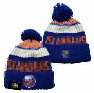 New York Beanie Islanders Vuleies Północnoamerykańska piłka hokejowa Patch Patch Zimowa wełna sportowy dzianin czapki czapki