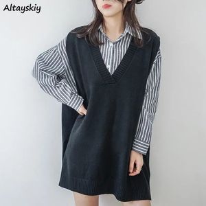 Women's Sweaters Women Sweater Vest Long Jumpers Elegant Solid Boyfriend Simple All-match Knitting S-5XL Females Outwear Slouchy Chic Design 230927