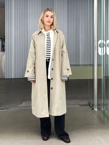 Women Trench Coats Autumn Design Designer Designer skórzana maxi długa płaszcz z paskiem szykowny żeński pu wiatrówek klasyczny 230927