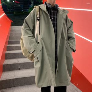 Trench da uomo autunno oversize da uomo Harajuku 2023 cappotto giacca a vento moda con cappuccio capispalla lunghi