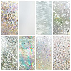 Wall Stickers 90x200Cm 3D Rainbow Effect Window Film Stained Glass Vinyl Self Adhesive Static Cling Heat Control Anti UV 230927