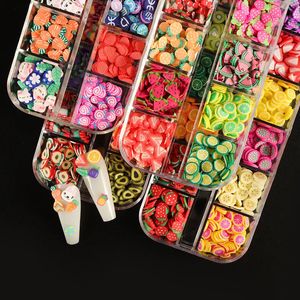 Nail Art Kits 4 Sets Kawaii Fruit Charms Full Set of Slice Decoration Flaky Clay 3D Design DIY Manicure Supplies Nails Accessories 230927