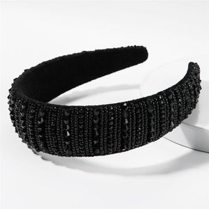 Rhinestone Girls Black Hairbands Full Diamond pannband för kvinnor Girls Solid Color Hair Hoop Women Hair Accessories324V